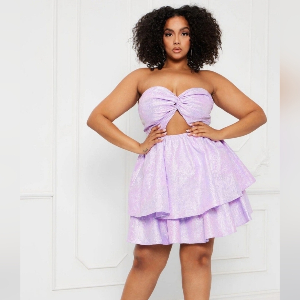 Purple Color Shift Metallic Strapless Dress NWT
